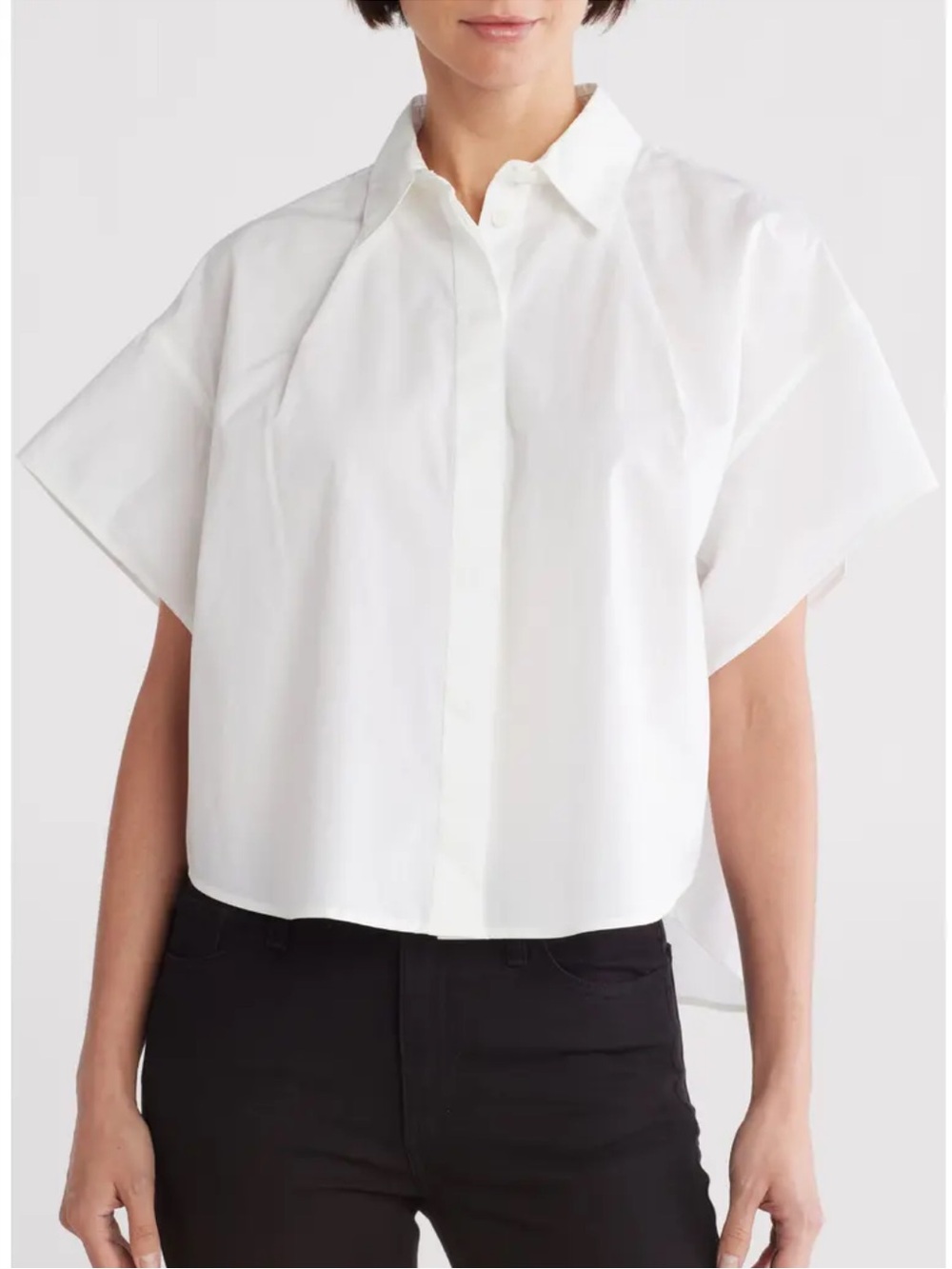 Rag & Bone Maura Short Sleeve Poplin Cotton Shirt White XL